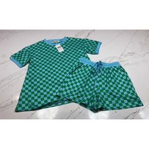 Southern Stitch Womens Green/Blue Checkered‎ T-Shirt and Shorts Lounge Set S NEW
